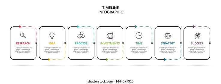 Thin line element for infographic. Template for diagram, graph, presentation and chart. Concept with 8 options