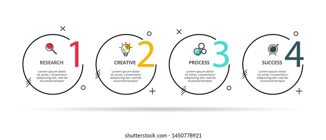Thin line element for infographic. Template for diagram, graph, presentation and chart. Concept with 4 options.