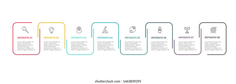 Thin line element for infographic. Template for diagram, graph, presentation and chart. Concept with 8 options