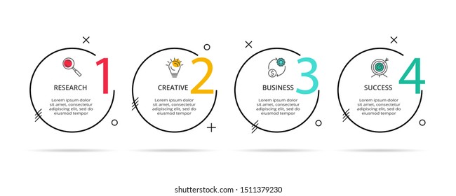 Thin line element for infographic. Template for diagram, graph, presentation and chart. Concept with 4 options