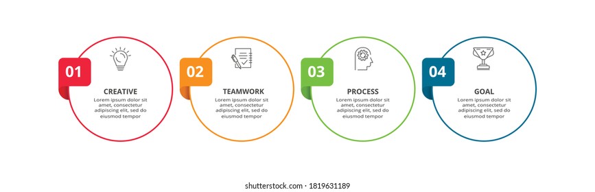 Dünnlinienelement für Infografiken. Vorlage für Diagramm, Grafik, Präsentation und Diagramm. Konzept mit 4 Optionen.