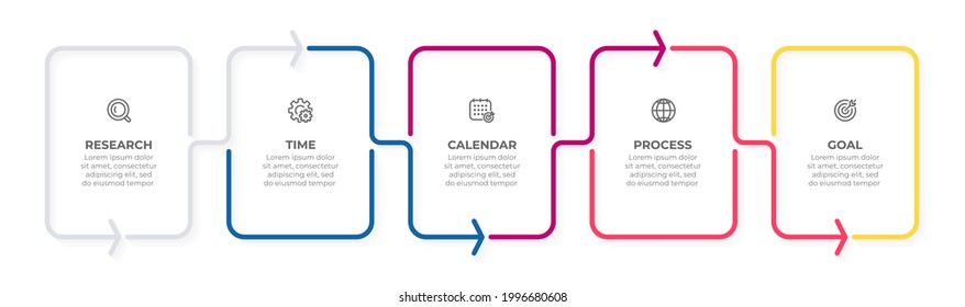 Thin line elements for infographic. Business concept with 5 options, steps or processes. Vector illustration.
