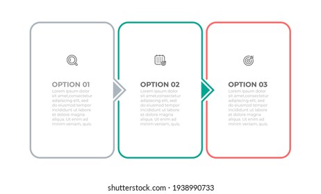 Thin line elements infographic label design with arrows. Business concept with icons and 3 options or steps.