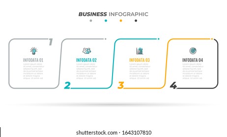 Thin line elements for infographics. Business concept with 4 number options, steps or processes. Vector timeline template.