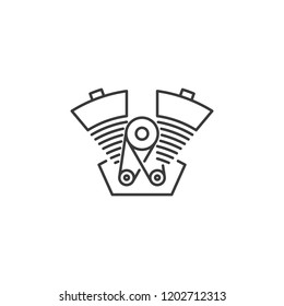 thin line engine icon on white background
