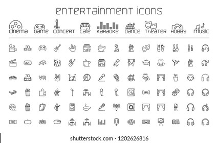 thin line entertainment icons set on white background - Shutterstock ID 1202626816