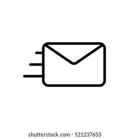 thin line envelope icon on white background