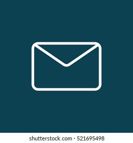 thin line envelope icon on blue background