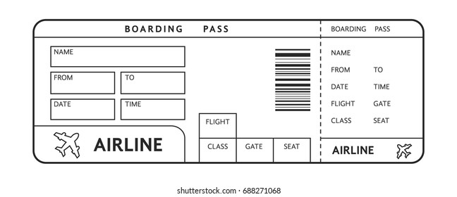 Thin Line Example Ticket On Plane Stock Vector Royalty Free 688271068 
