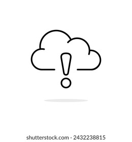 thin line exclamation mark with black cloud icon. simple linear trend modern graphic disconnection logotype stroke design web element isolated on white. concept of broken communication with database