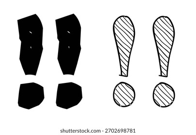 Thin Line Exclamation Marks in Minimal Hand-Drawn Sketch Style for Notes, Highlights, UI Elements, and Creative Graphic Designs