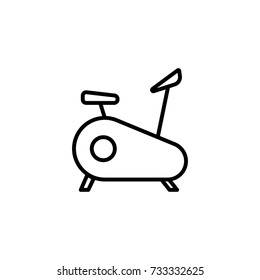 thin line exercise bike icon on white background
