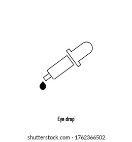 Thin line eye drop vector on white background. Isolated Liquid medicine drop. Minimalist medical icons. Simple health care symbols.