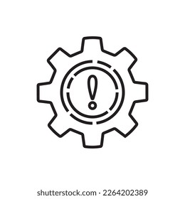 thin line failure icon with broken operational process. concept of repair or maintenance symbol. flat outline trend modern fault or disruption logotype graphic simple stroke design isolated on white