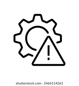 thin line failure icon with broken operational process. concept of repair or maintenance symbol. vector illustration on white background