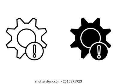 Icono de falla de línea delgada con proceso operativo roto. Concepto de símbolo de reparación o mantenimiento. Ilustración vectorial sobre fondo blanco