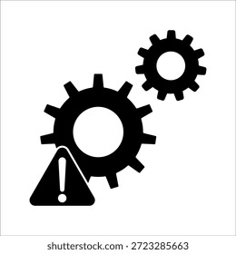 Icono de falla de línea delgada con proceso operativo roto. Concepto de símbolo de reparación o mantenimiento. Ilustración vectorial sobre fondo blanco
