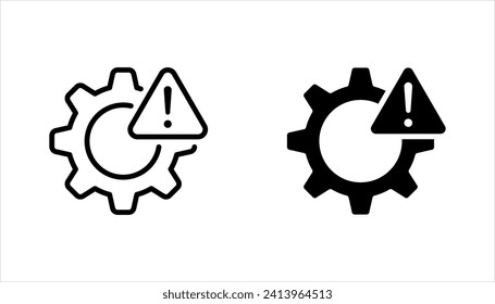 thin line failure icon set with broken operational process. concept of repair or maintenance symbol. vector illustration on white background
