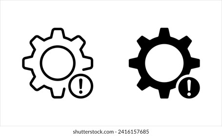 thin line failure icon set with broken operational process. concept of repair or maintenance symbol. vector illustration on white background