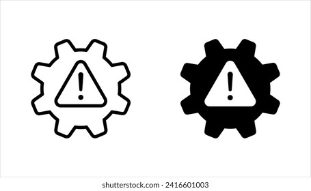 Thin-Line-Fehlersymbol mit defektem Betriebsablauf eingestellt. Konzept des Reparatur- oder Wartungszeichens. Vektorgrafik auf weißem Hintergrund