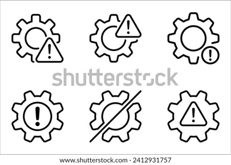 thin line failure icon set with broken operational process. concept of repair or maintenance symbol. vector illustration on white background