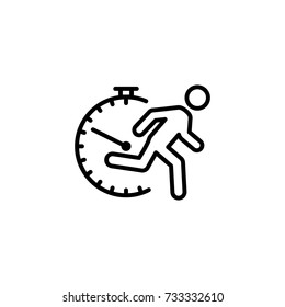 línea delgada comando man fast running icon en fondo blanco