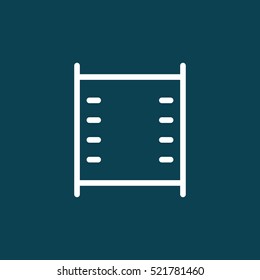 thin line filmstrip video icon on blue background