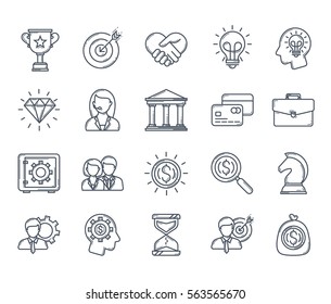 Thin line finance icons set for website and mobile site and apps. Pixel perfect. Editable. Stroke. Simple linear pictogram pack