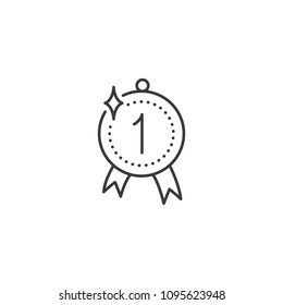 thin line first place award icon on white background