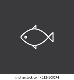 thin line fish icon black on dark background