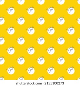 Thin line Fish icons on a yellow background in seamless pattern. Abstract business illustration with repeated elements. Vector background EPS 10