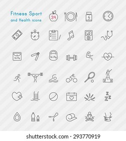 Thin Line Fitness Sport And Health Icons