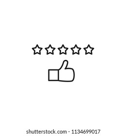 thin line five star rating icon on white background