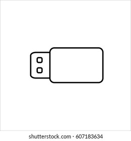 thin line flash drive icon on white background