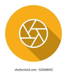 thin line, flat aperture diaphragm icon on white background