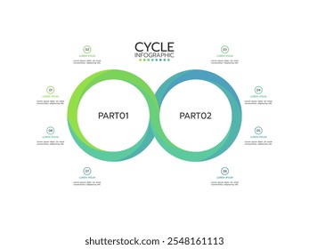 Flechas planas de línea delgada para infografía. Plantilla de diagrama, gráfico, presentación y gráfico. Concepto de negocio con 8 opciones, partes, pasos o procesos. Iconos de trazo.