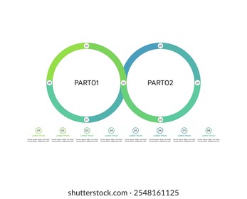 Flechas planas de línea delgada para infografía. Plantilla de diagrama, gráfico, presentación y gráfico. Concepto de negocio con 8 opciones, partes, pasos o procesos. Iconos de trazo.