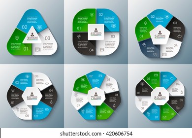 Thin line flat arrows for infographic. Template for diagram, graph, presentation and chart. Business concept with options, parts, steps or processes. Data visualization.