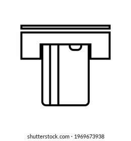 Thin line flat automated transaction machine icon on a white background. Royalty-free.