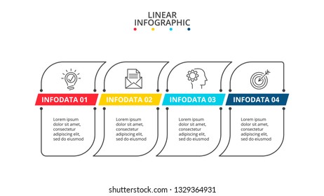 Thin line flat banners for infographic. Template for diagram, graph, presentation and chart. Business concept with 4 options, parts, steps or processes.