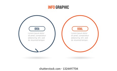 Thin line flat circle element for infographic. Business concept with 2 options, steps, arrow. Vector illustration.