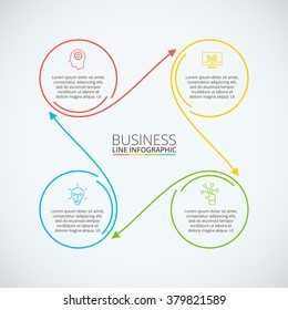 Thin line flat circle infographic. Template for diagram, graph, presentation and chart. Business concept with 4 options, parts, steps or processes. Data visualization.