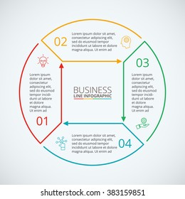 Thin line flat circle for infographic. Template for diagram, graph, presentation and chart. Business concept with 4 options, parts, steps or processes. Data visualization.