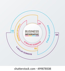 Thin line flat circle for infographic. Template for cycle diagram, graph, presentation and round chart. Business concept with 4 options, parts, steps or processes. Data visualization.