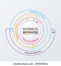 Thin line flat circle for infographic. Template for cycle diagram, graph, presentation and round chart. Business concept with 4 options, parts, steps or processes. Data visualization.