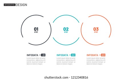 Thin line flat circles element for infographics. Timeline with 3 steps, number options. Vector illustration.