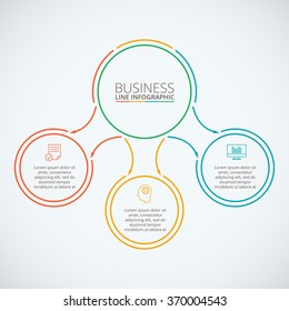 Thin line flat circles for infographic. Template for diagram, graph, presentation and round chart. Business concept with options, parts, steps or processes. Data visualization.