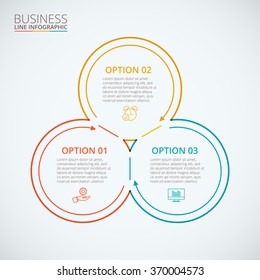 Thin Line Flat Circles For Infographic. Template For Cycle Diagram, Graph, Presentation And Round Chart. Business Concept With 3 Options, Parts, Steps Or Processes. Data Visualization.