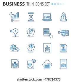 Thin line flat colorful icons pack for web design, user interface, mobile, computer infographic and other projects. 16 monoline elements pack.