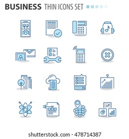 Thin line flat colorful icons pack for web design, user interface, mobile, computer infographic and other projects. 16 monoline elements pack.